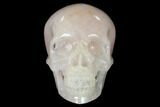 Realistic, Polished Brazilian Rose Quartz Crystal Skull #150872-1
